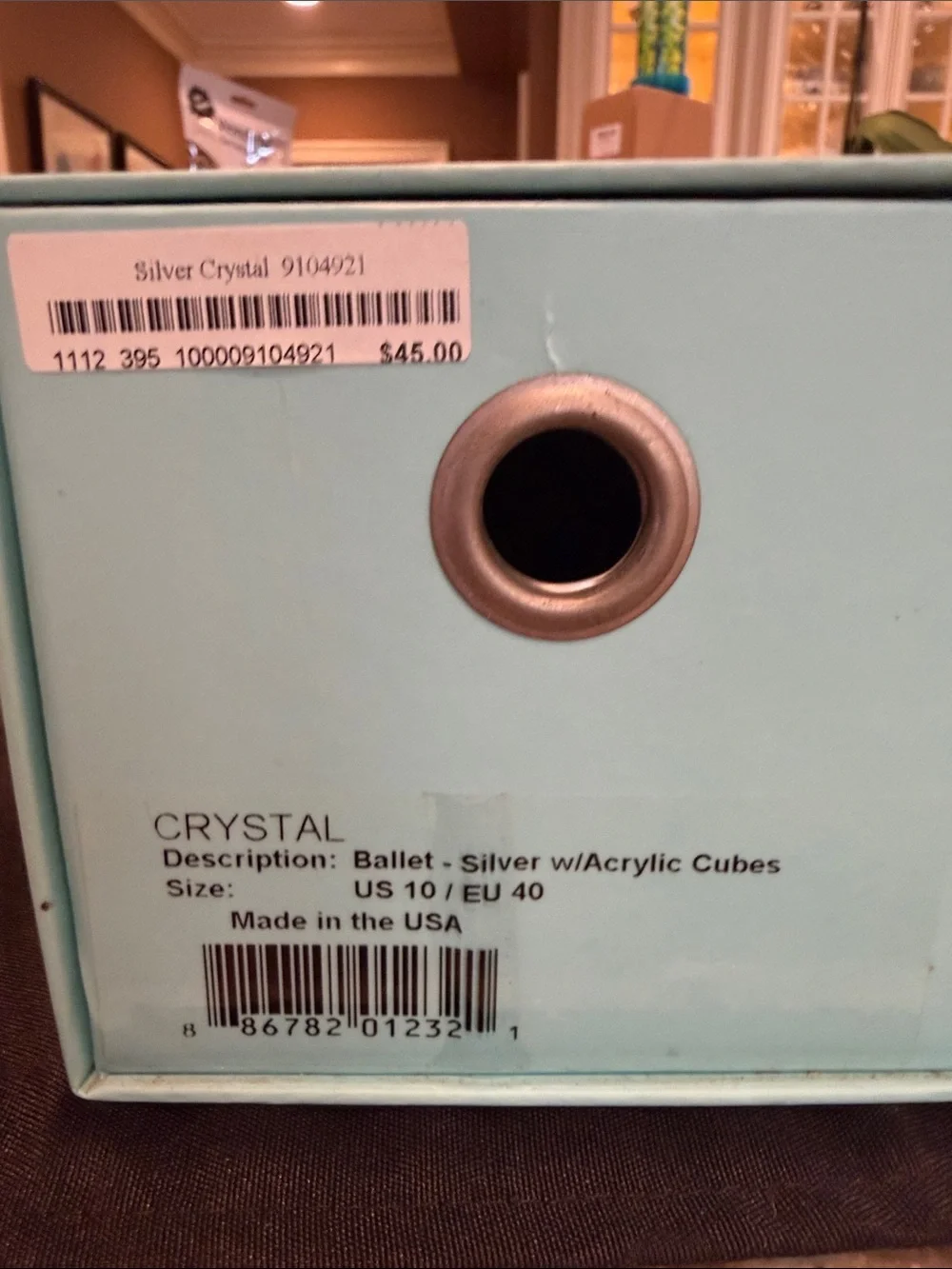 OKAb sandals  with acrylic “cubes” on the front